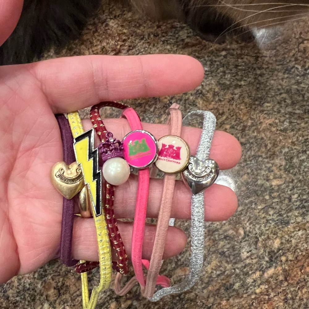 Set of 6 Juicy Couture Pink and Gold Hair bands